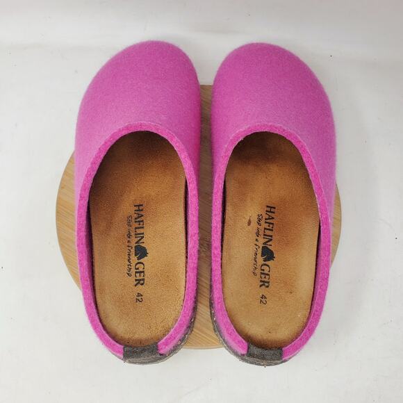 Haflinger Manhattan Shoes Womens 42 Fuchsia Mule Felted Wool Slide Hard Sole - Picture 8 of 11